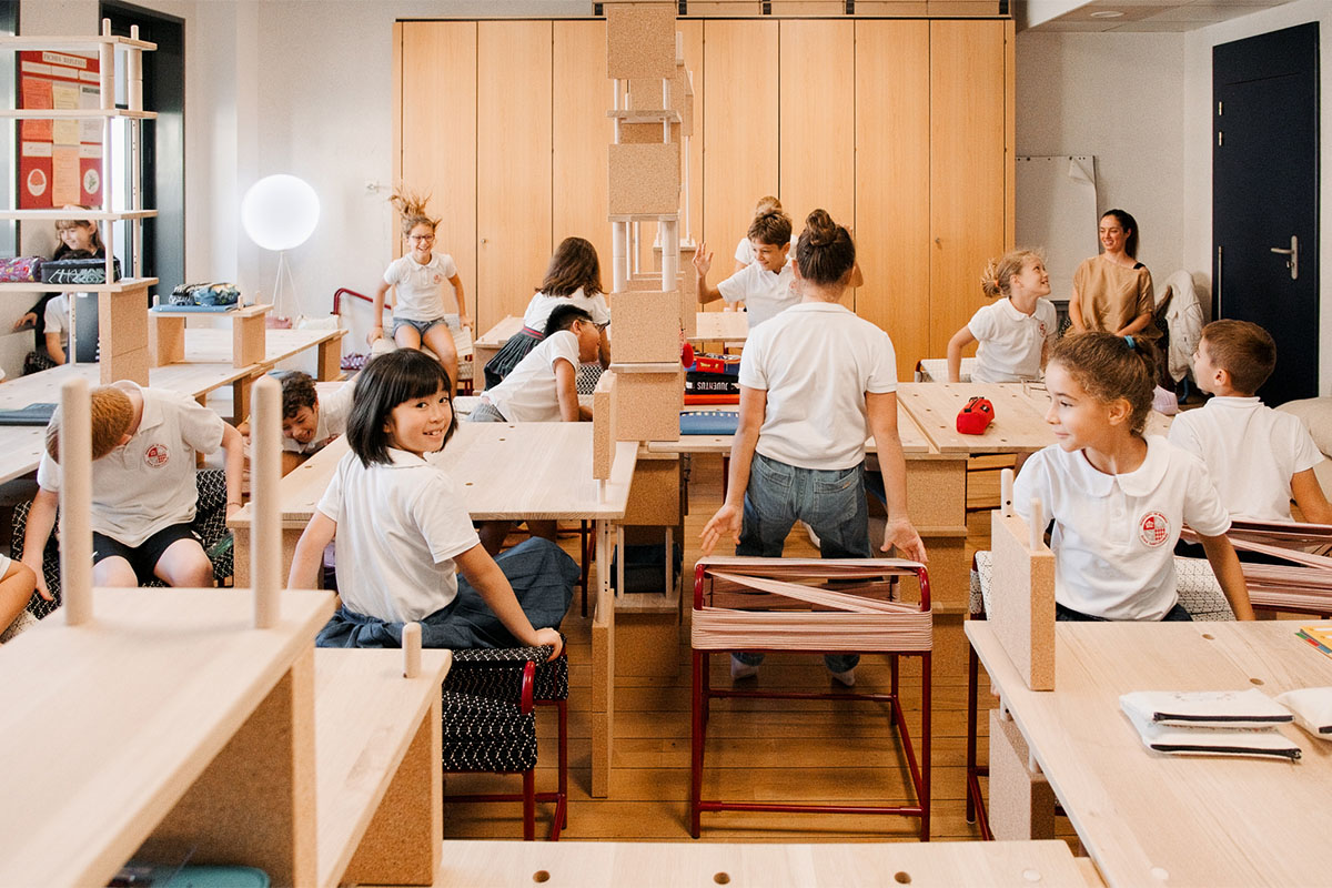 Écoletopie, école Saint-Charles, Monaco  smarin – 2023  Espace d'expérimentation pédagogique proposant de nouvelles pratiques Photo : projet du studio smarin à l'école Saint-Charles, porté par le Nouveau Musée National de Monaco et la Direction de l'Éduca